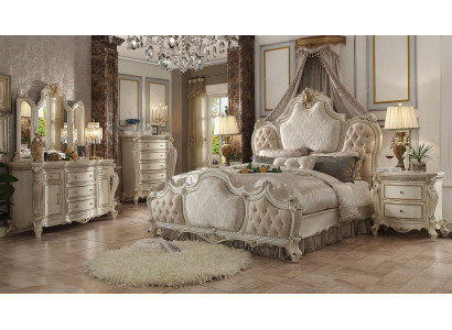 Bed 2x Nightstand 3-piece Bedroom Set Luxury Design Chesterfield Beds