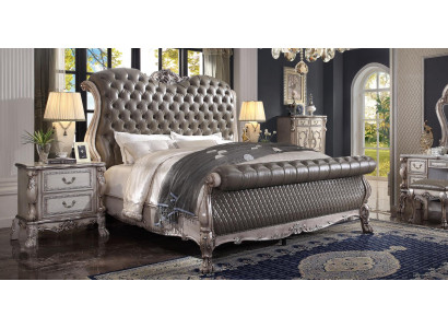 Design Baroque Luxury Furniture Nightstand Beds 180x200 Bed 3-piece Bedroom Set