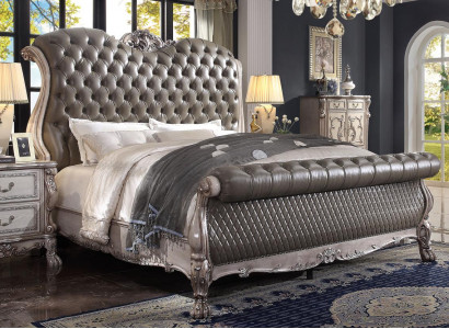 Design Baroque Luxury Furniture Nightstand Beds 180x200 Bed 3-piece Bedroom Set