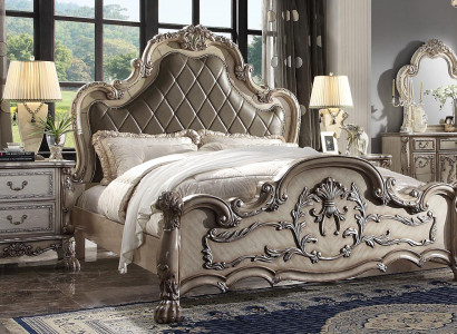 Baroque bed 2x bedside tables 3-piece bedroom set design luxury bedroom