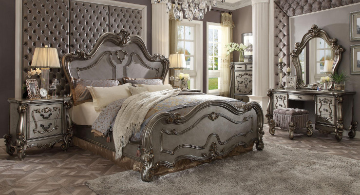 Chesterfield Baroque Bed Double Bed 2x Nightstands Wood Design Beds