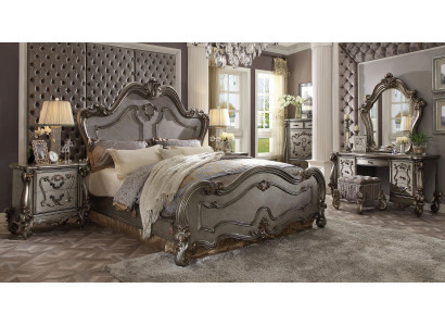 Chesterfield Baroque Bed Double Bed 2x Nightstands Wood Design Beds