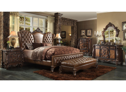 Bed, nightstand, 3-piece bedroom set, Chesterfield luxury bedroom