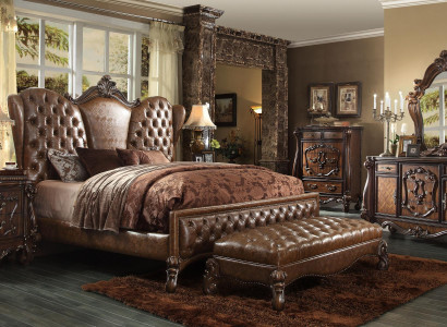 Bed, nightstand, 3-piece bedroom set, Chesterfield luxury bedroom
