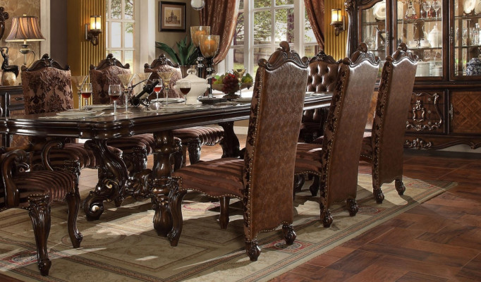 Classic Brown Chesterfield Leather Chairs Luxurious x8-piece Chair Set