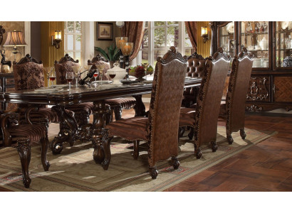 Classic Brown Chesterfield Leather Chairs Luxurious x8-piece Chair Set
