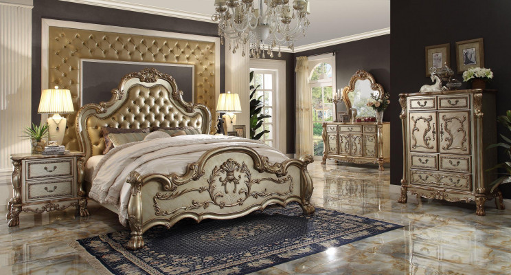 Bed 2x Nightstand 3-piece Bedroom Set Designer Luxury Beds Chesterfield