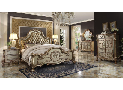 Bed 2x Nightstand 3-piece Bedroom Set Designer Luxury Beds Chesterfield