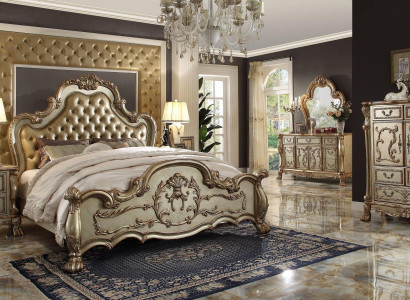 Bed 2x Nightstand 3-piece Bedroom Set Designer Luxury Beds Chesterfield