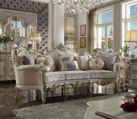Half-round Four-Seater Living Room Couch Textile Baroque Rococo Luxury Sofa