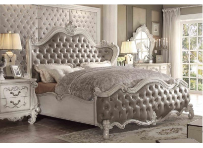 Designer bed bedroom beds leather hotel upholstery Chesterfield new