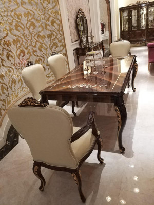 Dining table 4 chairs chair dining room decoration set Rococo Baroque table tables