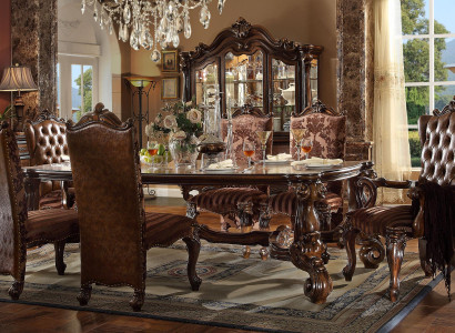 Complete set: dining table + 8 chairs set dining room group decor wood table