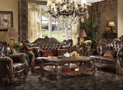 Upholstered Suite Group Wood Carved Furniture Sofa Set 3+2 Seat Sofa