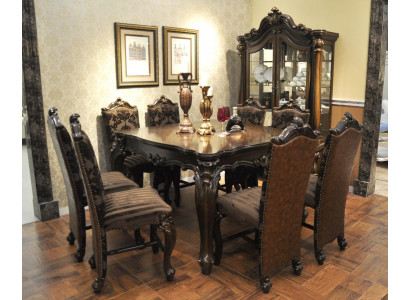 Classic Table Dining Table Wood Dining Room Set 8x Chair Set Chairs