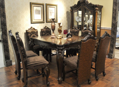 Classic Table Dining Table Wood Dining Room Set 8x Chair Set Chairs