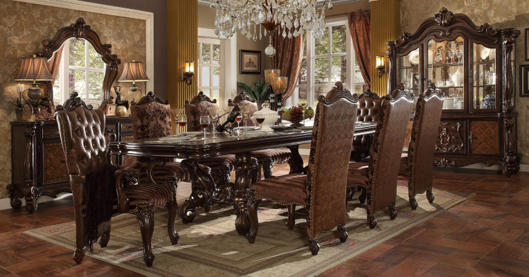 Classic Complete Set Dining Table + x6 Chesterfield Chairs Dining Room Suite