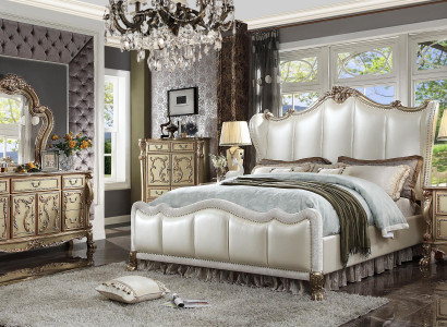 Design luxury bedroom set decor bed 2x nightstands dresser ensemble