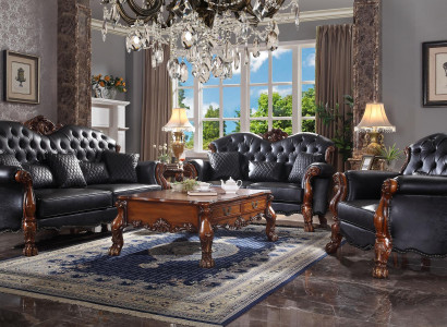 Complete set sofa suite 3+1 seater wood living landscape 2-piece group