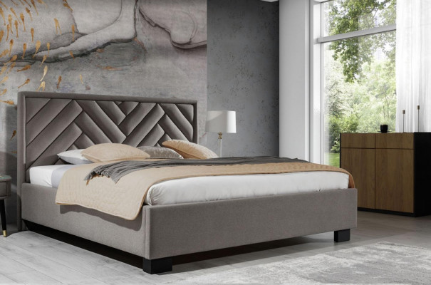 Upholstered bed furniture bedroom beds taupe brown 200x200cm velvet