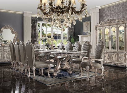 Dining Room Complete Set Table Sideboard 10x Chair Set Display Cabinet Baroque 14-piece.