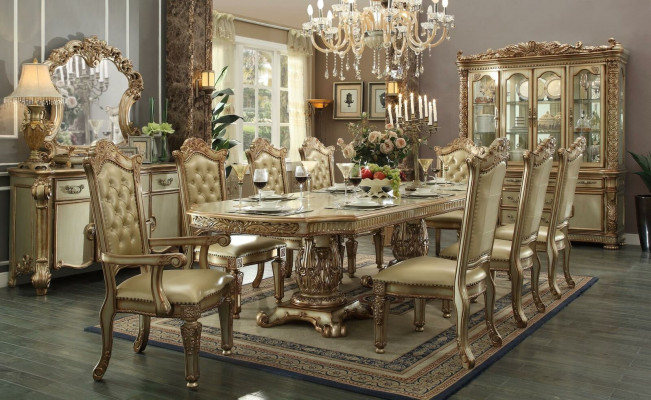 Dining room set suite display cabinet table 8x chairs dresser mirror baroque