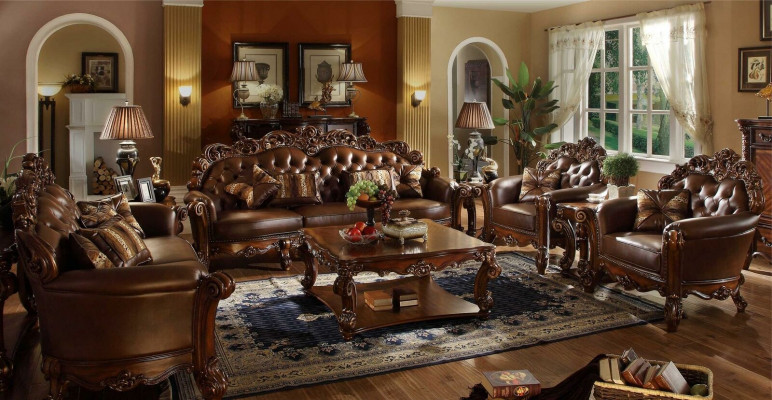 Leather sofa set couch group Chesterfield sofa baroque
