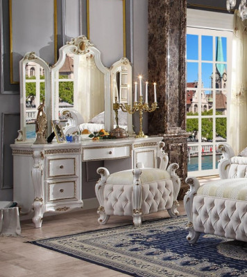 Carved Baroque Furniture Dressing Table Stool Decorative Mirror Bedroom