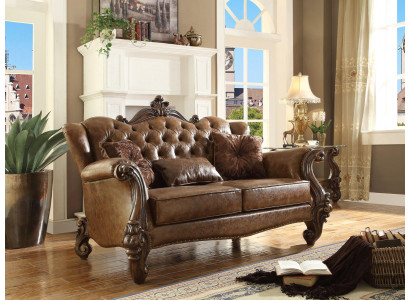 Sofa 3-seater living landscape sofas couch upholstery set leather wood