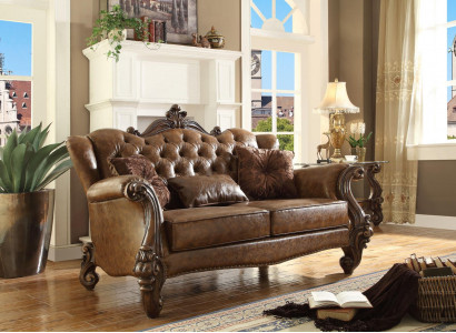 Sofa 3-seater living landscape sofas couch upholstery set leather wood