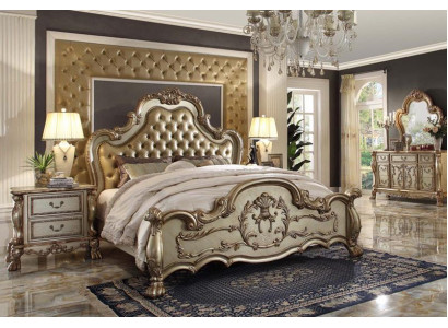 Classic Bed Baroque Chesterfield Rococo Style Hotel Double Leather Antique
