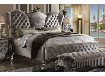 Upholstered bed luxury double bedroom designer bed wooden beds