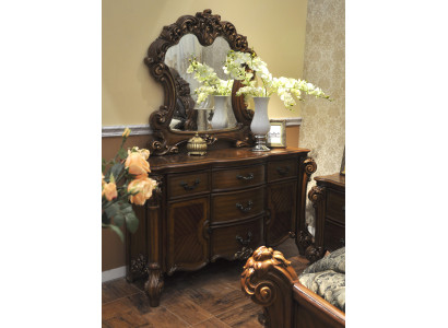 Noble chest of drawers buffet cupboards cabinet + mirror Baroque Rococo sideboard wood new