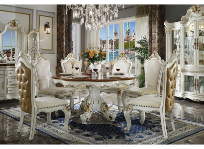 Royal Dining Set Baroque Rococo Style - Table & 8x Chesterfield Chairs