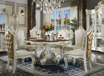 Royal Dining Set Baroque Rococo Style - Table & 8x Chesterfield Chairs