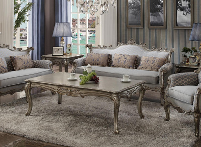 Golden sofa set 3+2+1 seater 2x side table coffee table 6-piece living room