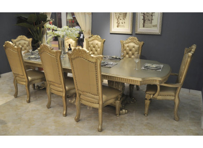 Complete beige dining room ambiance designer dining table with chairs