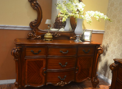 Buffet sideboard dresser mirror genuine handmade wood baroque rococo