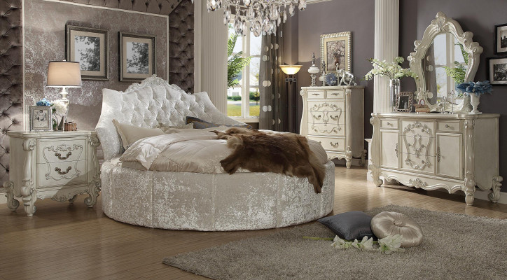 Round Velvet Bed Chesterfield Luxury Upholstered Round Beds Fabric Textile Hotel