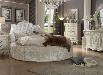 Round Velvet Bed Chesterfield Luxury Upholstered Round Beds Fabric Textile Hotel