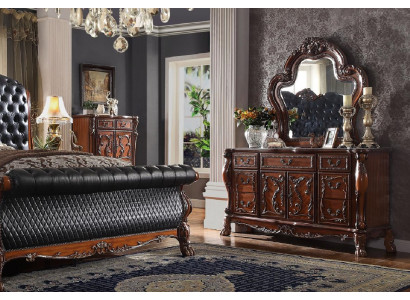 Dresser cabinet with mirror, noble dresser sideboard, baroque rococo wood new sideboard.