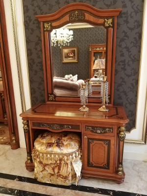 Luxury Class Baroque Rococo Dressing Table Mirror Stool Chest Console Table