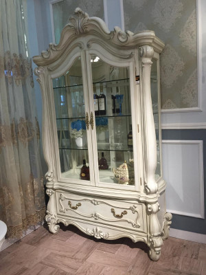 Sideboard Luxury Display Cabinet Glass Cupboard Antique Style Baroque Rococo