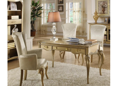 Office set, desk furniture, wood desk ensemble, armchair, baroque rococo, 2-piece.