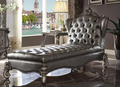 Chesterfield chaise longues chaise lounge leather sofa relax silver baroque