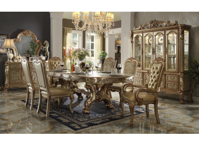 Classic Dining Table Luxury Chesterfield Chairs Design Dining Room Set 9-piece.