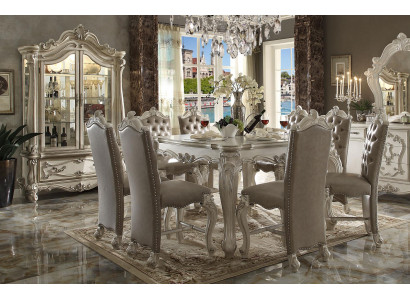 Gray dining room set display cabinet dining table ensemble 8x chairs table group 10-piece set