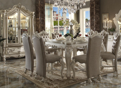 Gray dining room set display cabinet dining table ensemble 8x chairs table group 10-piece set