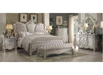 Design bedroom 6-piece: bed, 2x bedside table, stool, dresser, mirror