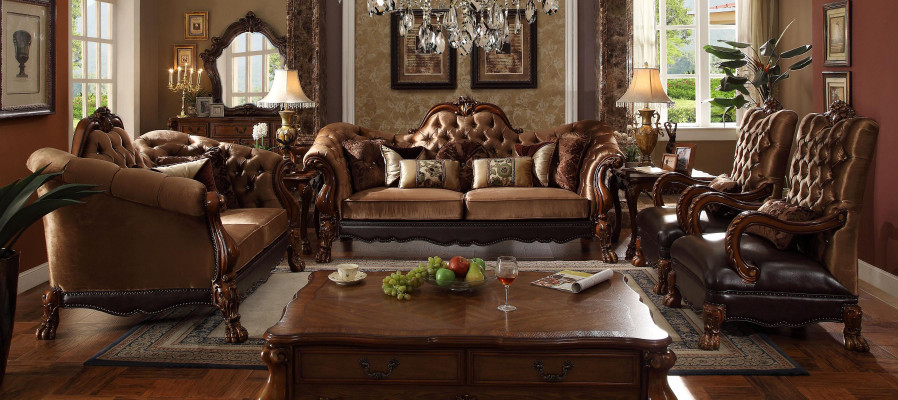 4-piece sofa set Baroque Rococo design sofa upholstery seating group couch